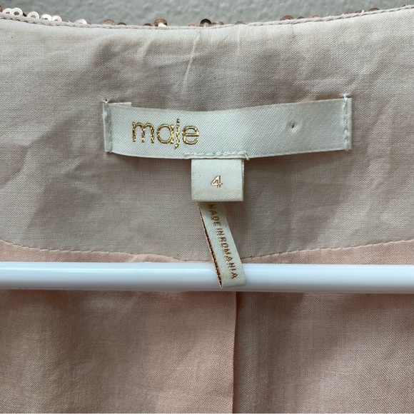 Maje Rose Gold Sequin Button Down Blouse Top Jacket Cardigan Metallic Size L/XL - Picture 12 of 14